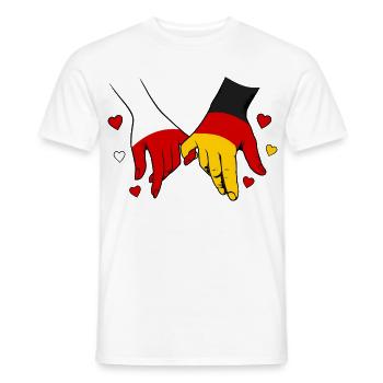 Polen_Deutschland_Flagge_Händehalten - T-shirt homme - blanc - Devant - AI Model Male 178 dark (178cm)