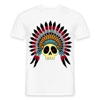 Indian Chief Skull (Farbe) - Männer T-Shirt - Weiß - Vorne - AI Model Male 178 dark (178cm)