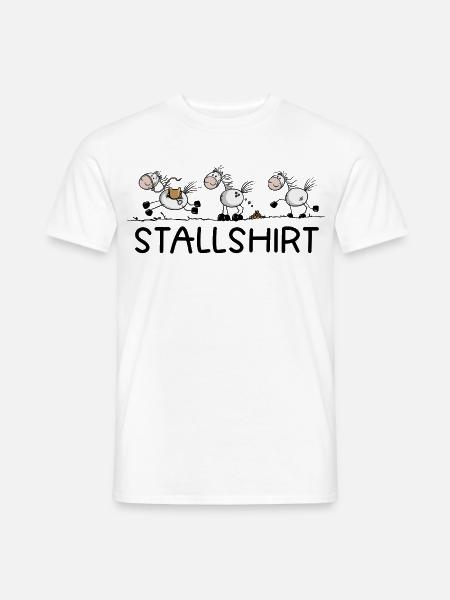 Lustiges Pferde Stallshirt Strichmännchen Pferd - Männer T-Shirt - Weiß