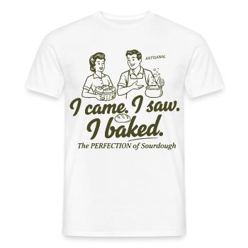 Pain au levain Je suis venu J’ai vu que j’avais fait du pain au levain - T-shirt homme - blanc - Devant - AI Model Male 178 dark (178cm)