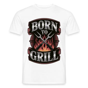 Né pour griller une chemise barbecue – Grillen Barbecue - T-shirt homme - blanc - Devant - AI Model Male 178 dark (178cm)