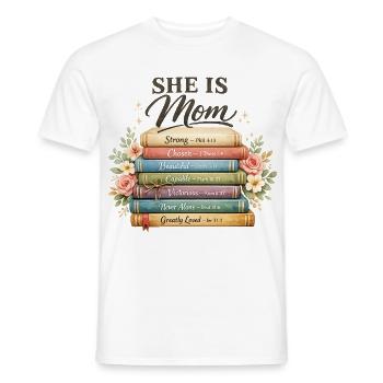 Bibelvers, Mama-Shirt – Stark, Schön, Auserwählt, - Männer T-Shirt - Weiß - Vorne - AI Model Male 178 dark (178cm)