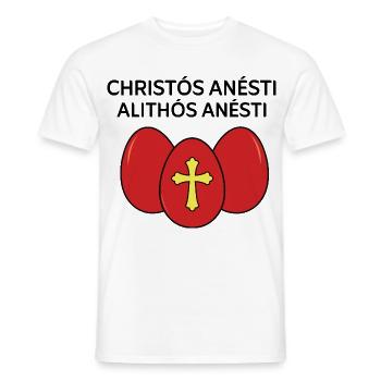 Christos Anesti Alithos Anesti Greek Easter Egg - Men's T-Shirt - white - Front - AI Model Male 178 dark (178cm)