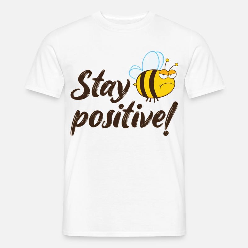 Stay Positive Grumpy Bee Humoroutfit - T-shirt herr - vit