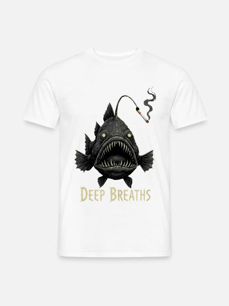 Anglerfisch Deep Breaths - Männer T-Shirt - Weiß