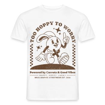 Hoppiger Hase: Gute Laune Streetwear - Men's T-Shirt - white - Front - AI Model Male 178 dark (178cm)