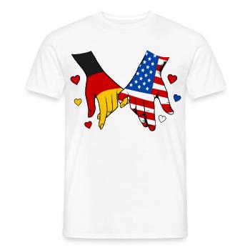 Germany USA Flag Holding Hands - Men's T-Shirt - white - Front - AI Model Male 178 dark (178cm)