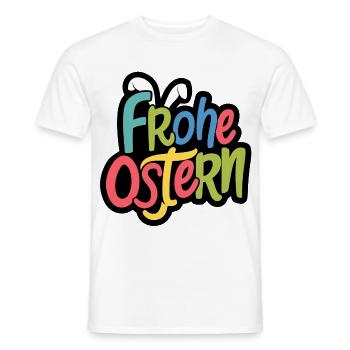 Frohe Ostern Bunny Typo Farbspiel - Männer T-Shirt - Weiß - Vorne - AI Model Male 178 dark (178cm)
