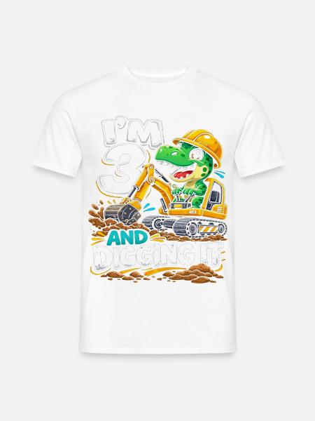 Dino Bauarbeiter Gräbt Es - Männer T-Shirt - Weiß