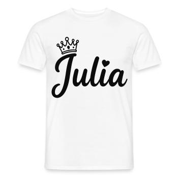 Julia Name Krone Herz Kalligraphie personalisiert - Männer T-Shirt - Weiß - Vorne - AI Model Male 178 dark (178cm)