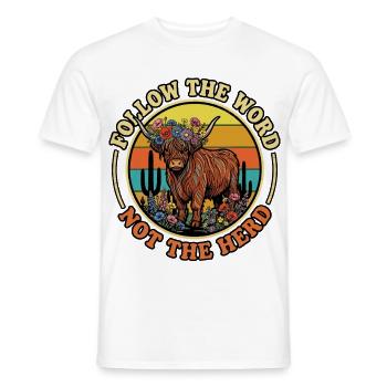 Suivez le Mot Pas le Troupeau Chrétien - T-shirt homme - blanc - Devant - AI Model Male 178 dark (178cm)