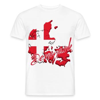 Map with the flag of Denmark, I love Denmark - Men's T-Shirt - white - Front - AI Model Male 178 dark (178cm)