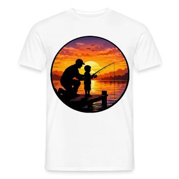Sunset fishing with dad and child - Men's T-Shirt - white - Front - AI Model Male 178 dark (178cm)