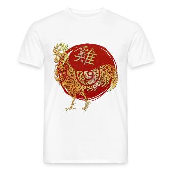 Hahn Chinesisches Tierkreiszeichen Horoskop - Männer T-Shirt - Weiß - Vorne - AI Model Male 178 dark (178cm)