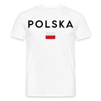 Drapeau de la Pologne, design minimaliste élégant - T-shirt homme - blanc - Devant - AI Model Male 178 dark (178cm)
