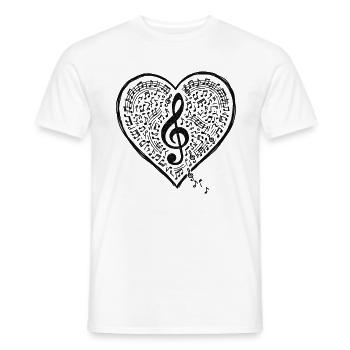 Musique Clé de cœur son d’amour - T-shirt homme - blanc - Devant - AI Model Male 178 dark (178cm)