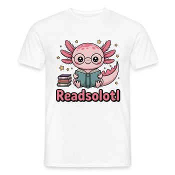 Mignon Axolotl avec des lunettes Readsolotl Amoureuse des livres - T-shirt homme - blanc - Devant - AI Model Male 178 dark (178cm)