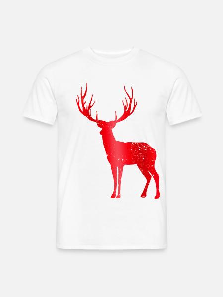 Hirsch mit Geweih Vintage Hirschgeweih Design - Männer T-Shirt - Weiß