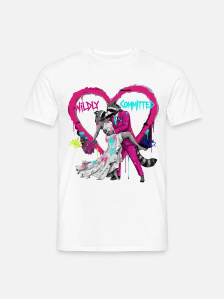 Wildly Committed Waschbär Hochzeit - Männer T-Shirt - Weiß