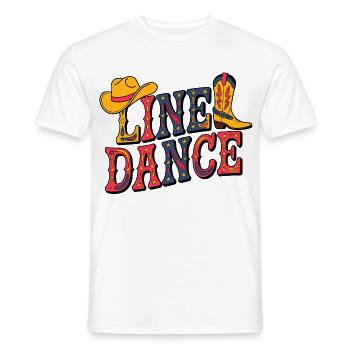 Line Dance Western Illustration - Men's T-Shirt - white - Front - AI Model Male 178 dark (178cm)