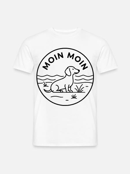 Moin Dackel Meer Badge - Männer T-Shirt - Weiß