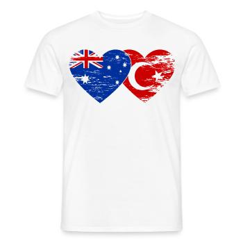 Cœur du drapeau de la Turquie australien utilisé - T-shirt homme - blanc - Devant - AI Model Male 178 dark (178cm)