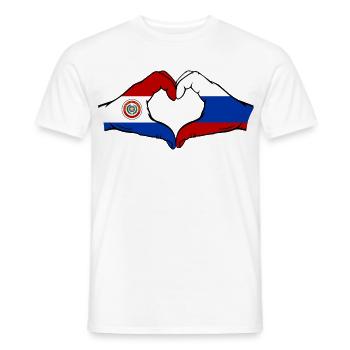 Paraguay Russland Flagge Herzform - Männer T-Shirt - Weiß - Vorne - AI Model Male 178 dark (178cm)