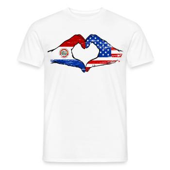 Paraguay USA Flags Heart - Men's T-Shirt - white - Front - AI Model Male 178 dark (178cm)