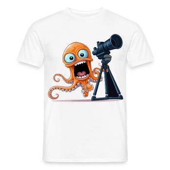 Orangener Oktopus Fotograf mit Kamera - Männer T-Shirt - Weiß - Vorne - AI Model Male 178 dark (178cm)