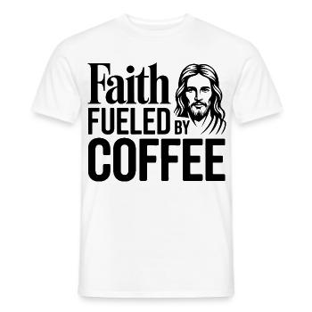 Faith Fueled By Coffee Christlicher Kaffeehumor - Männer T-Shirt - Weiß - Vorne - AI Model Male 178 dark (178cm)
