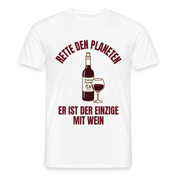 Rette Wasser Trink Wein Shirt Lustig - Männer T-Shirt - Weiß - Vorne - AI Model Male 178 dark (178cm)