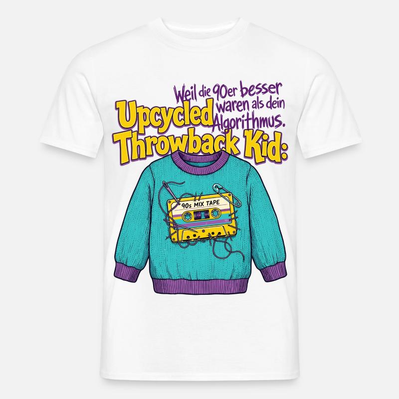90er Upcycled Throwback Retro Kassette - Männer T-Shirt - Weiß