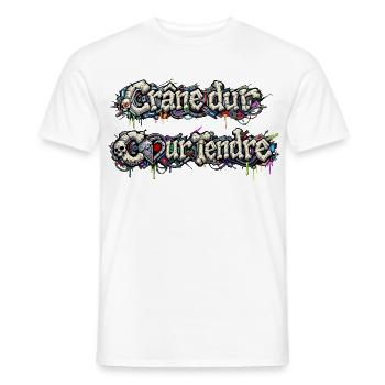 CyberFusion - Hard Skull Tender Heart - Men's T-Shirt - white - Front - AI Model Male 178 dark (178cm)