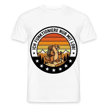Ich funktioniere nur mit Lob Wandern - Männer T-Shirt - Weiß - Vorne - AI Model Male 178 dark (178cm)