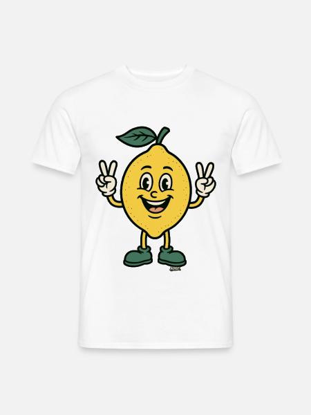 Zitronen-Maskottchen-Friedenszeichen - Männer T-Shirt - Weiß