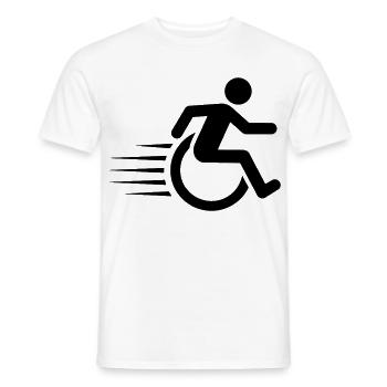 Rollstuhlfahrer unterwegs # - Männer T-Shirt - Weiß - Vorne - AI Model Male 178 dark (178cm)