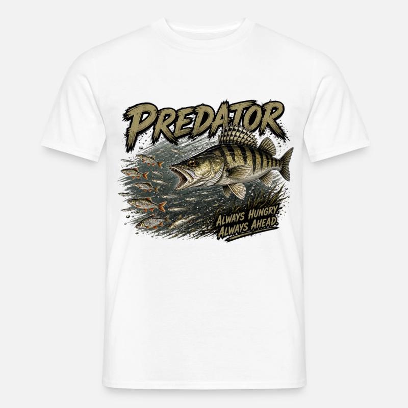 Conception d’attaque du zander à pêche à prédateurs - T-shirt homme - blanc