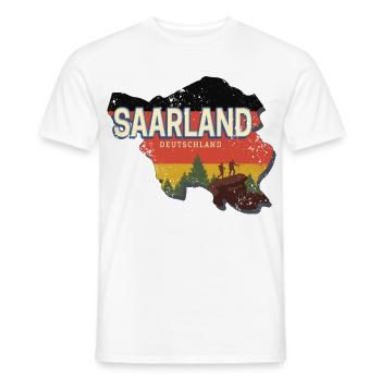 Saarland Deutschland Bundesland Landkarte Souvenir - Männer T-Shirt - Weiß - Vorne - AI Model Male 178 dark (178cm)