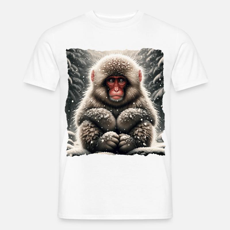 Schneeaffe Snow Monkey - Männer T-Shirt - Weiß