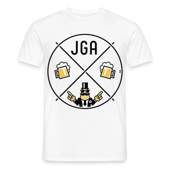 Signe de main du marié pour enterrement de vie de garçon Cercle de bière POS 3C - T-shirt homme - blanc - Devant - AI Model Male 178 dark (178cm)