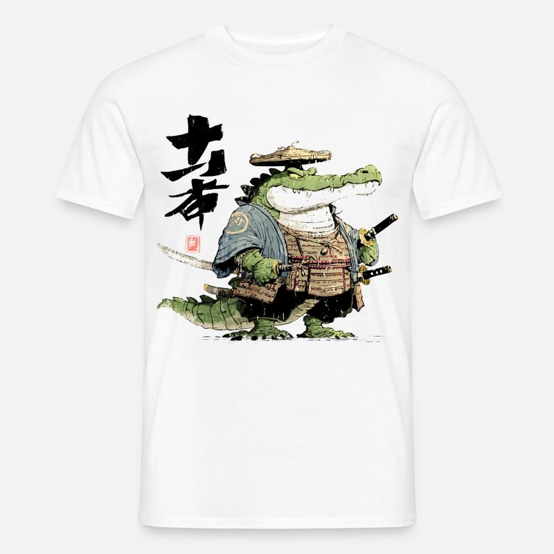 Alligator-Samurai-Duellant - Männer T-Shirt - Weiß
