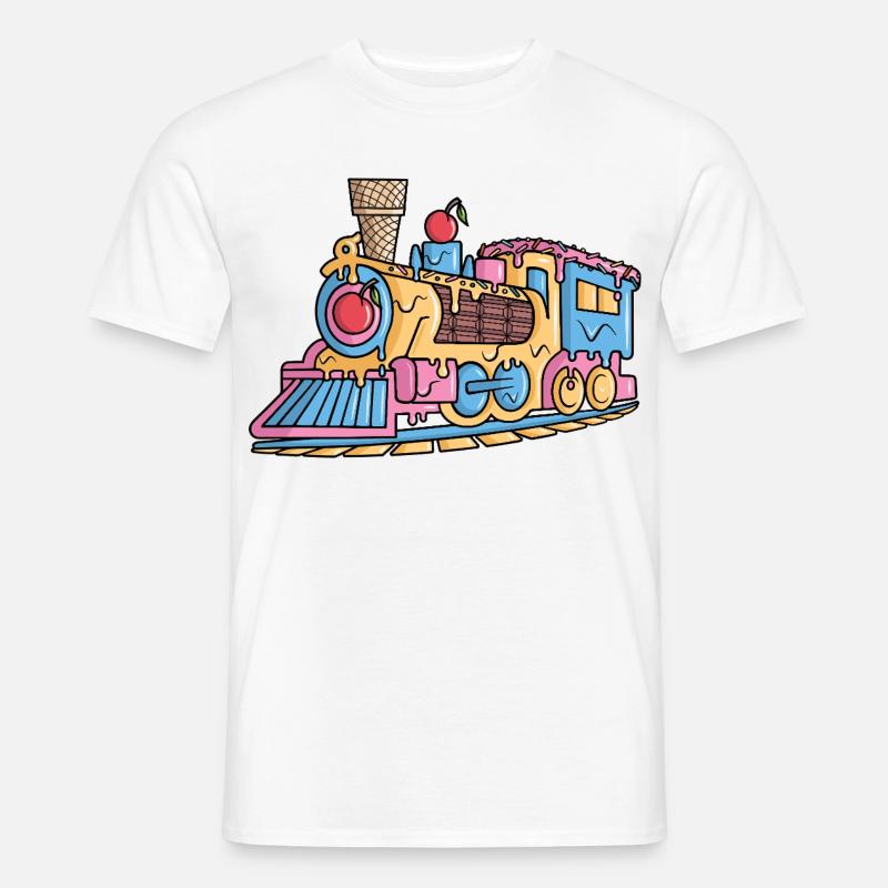 Dampflok Eiscreme Modelleisenbahn Eisenbahn - Männer T-Shirt - Weiß