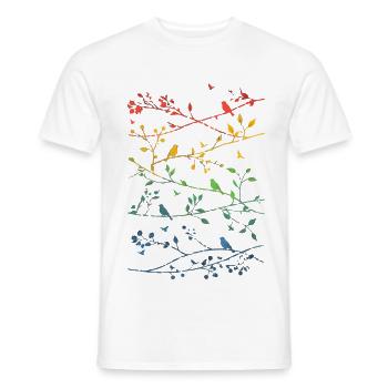 Rainbow branches and birds - Men's T-Shirt - white - Front - AI Model Male 178 dark (178cm)
