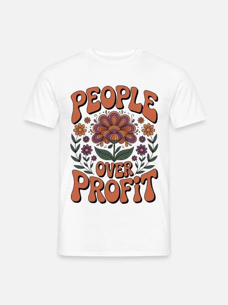 Antikapitalistisch People Over Profit - Männer T-Shirt - Weiß