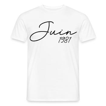 1981 Birthday June 1981 Gift June 1981 - Men's T-Shirt - white - Front - AI Model Male 178 dark (178cm)