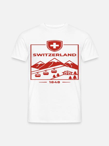 Schweiz Alpen Wappen 1848 - Männer T-Shirt - Weiß