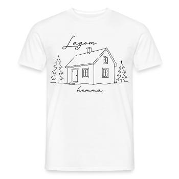 Lagom Hemma - Maison Scandinave Minimaliste - T-shirt homme - blanc - Devant - AI Model Male 178 dark (178cm)