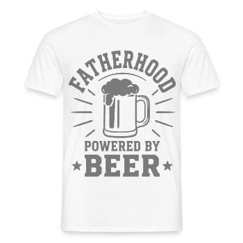 FATHERHOOD POWERED BY BEER Emblem für Väter - Männer T-Shirt - Weiß - Vorne - AI Model Male 178 dark (178cm)
