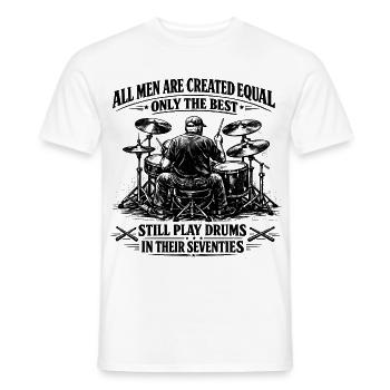 Drummer 70 Years Music Humor Birthday Gift - Men's T-Shirt - white - Front - AI Model Male 178 dark (178cm)