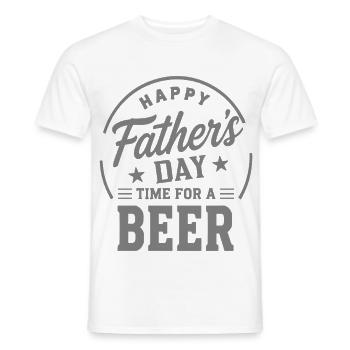 HAPPY FATHERS DAY TIME FOR A BEER Papa Emblem - Men's T-Shirt - white - Front - AI Model Male 178 dark (178cm)